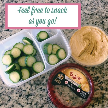 Feel free to snack on cucumbers as you go